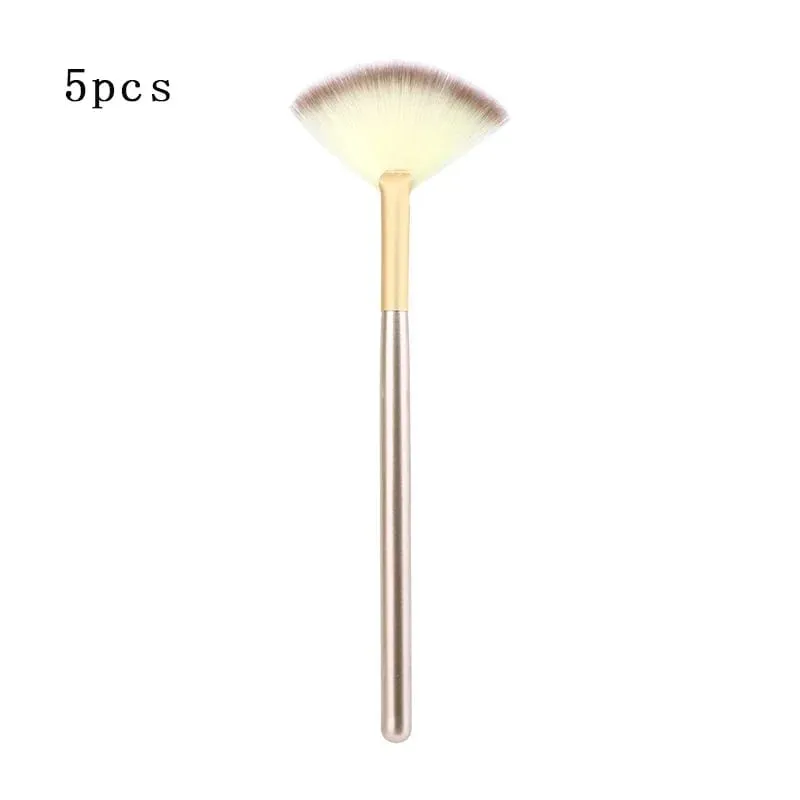 5pcs Fan Brushes Facial Brushes Soft Makeup Brush Cosmetic Applicator Tools Wooden Handle and Soft Fiber for Glycolic Peel Mask
