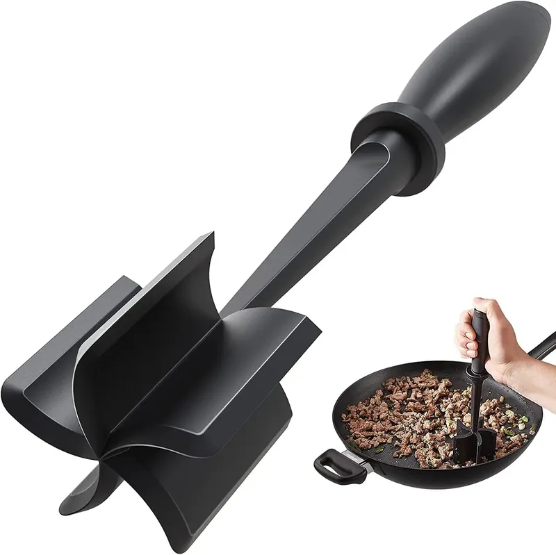 Meat Chopper for Ground Beef Heat Resistant Meat Masher for Hamburger Meat 5 Curved Blades Ground Beef Smasher Kitchen Gadgets