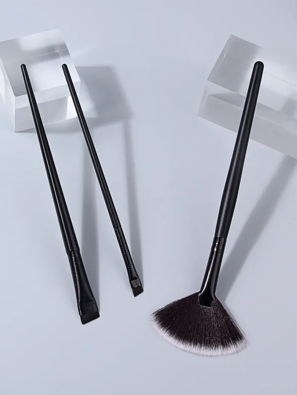 3 pçs ventilador iluminador escova angular sobrancelha delineador pincéis de maquiagem conjunto de cabelo sintético macio preciso olho rosto escovas cosméticas