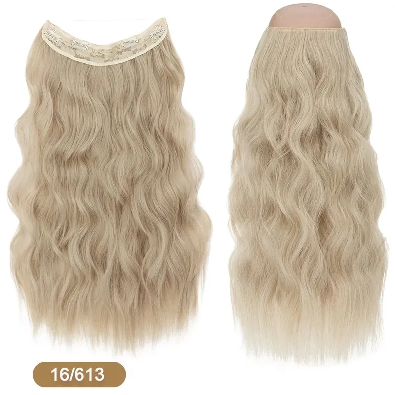 Synthetic Invisible Wire Hair Extensions Adjustable Long Clip in Wave Curly Secret Hairpiece for Women Fish Line Hair — image 13