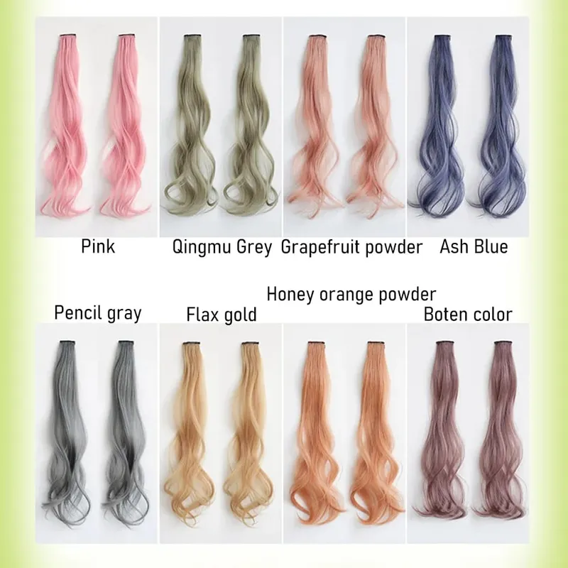 Sintético 2 peças/set 50cm colorido extensões de cabelo encaracolado onda de água rosa/azul/roxo halloween/peruca de natal — image 2