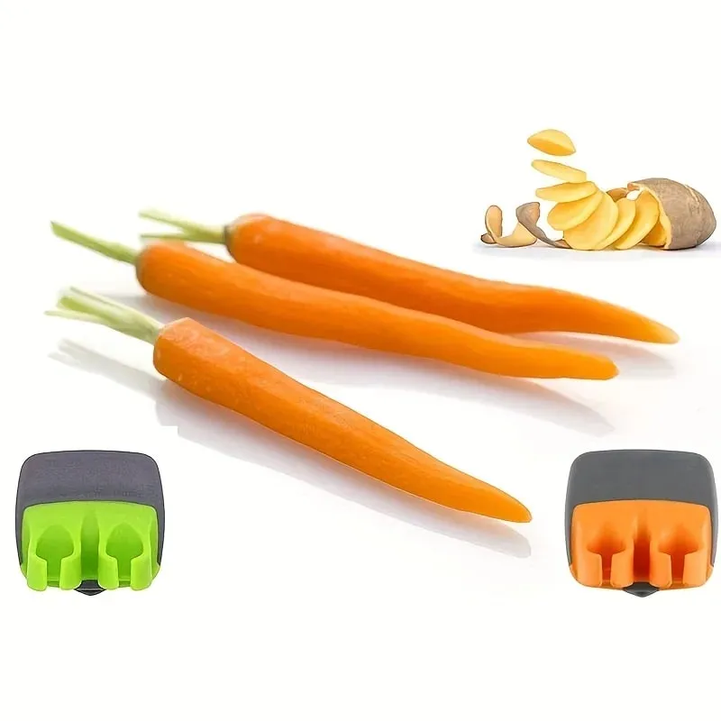 1pc Stainless Steel Handheld Vegetable Peeler with Rubber Finger Grip Comfortable Palm Peeler Suitable for Carrots Etc — image 6