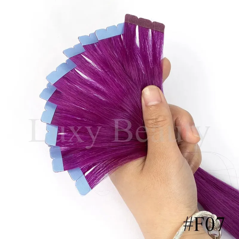 Colored Mini Tape in Hair Extensions Invisible Seamless Tape in Human Hair 10pcs/set Pink Red Green Purple Blue Mini Tape Hair — image 10