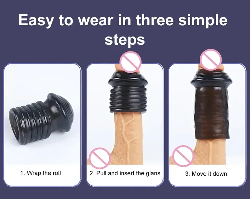 Reusable Penis Sleeve Glans Penis Enlarger Extender Delay Ejaculation Anal Butt Plug Adult Sex Toys For Men Couples Sexshop — image 4
