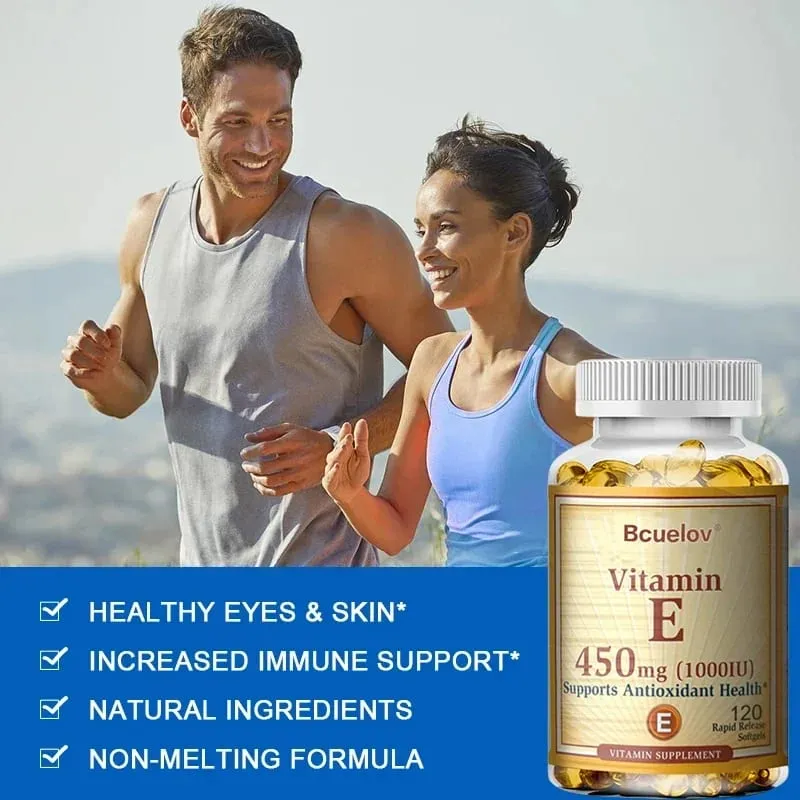 Bcuelov Vitamin E 450MG (1000 IU) Smíšený Podporuje imunitní systém a výživu pokožky - Přírodní antioxidant - Bez lepku a mléčných výrobků — image 5