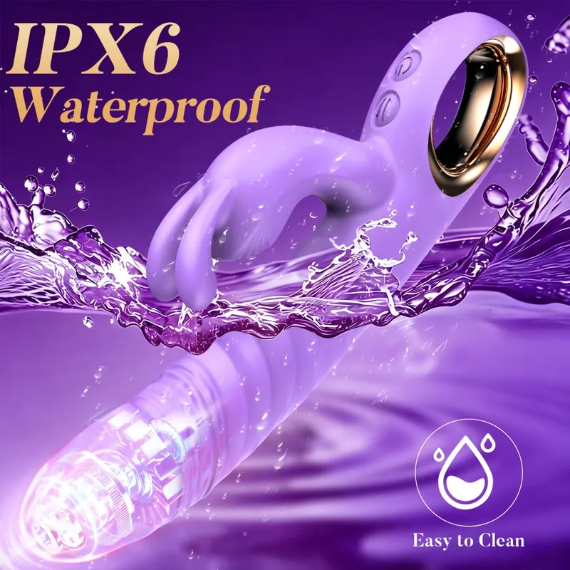 ארנב דחף G Spot Vibrator דילדו אנאלי עם 10 רטט דחף נוזלי סיליקון עיסוי ואגינלי צעצועי מין למבוגרים לנשים — image 6