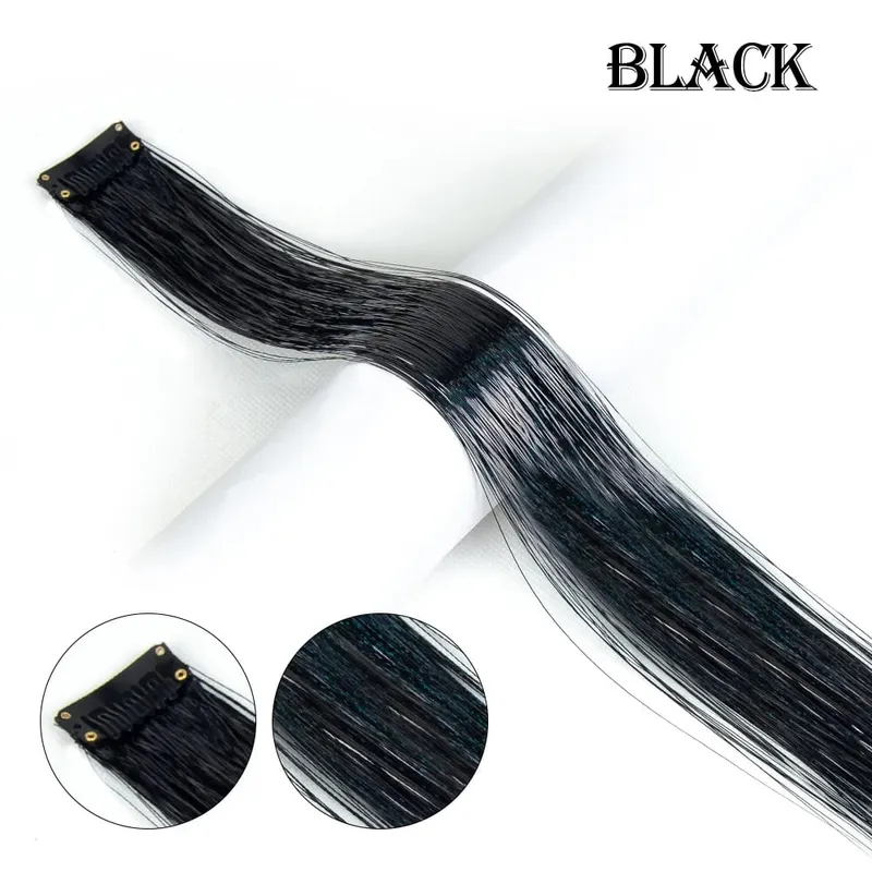 New Hair Tinsel Clip In Extensions Shiny Sparkle Hair Tinsel Glitter Fairy Hair Tinsel Kit Clip In Sparkle Hair Extension 19.5In