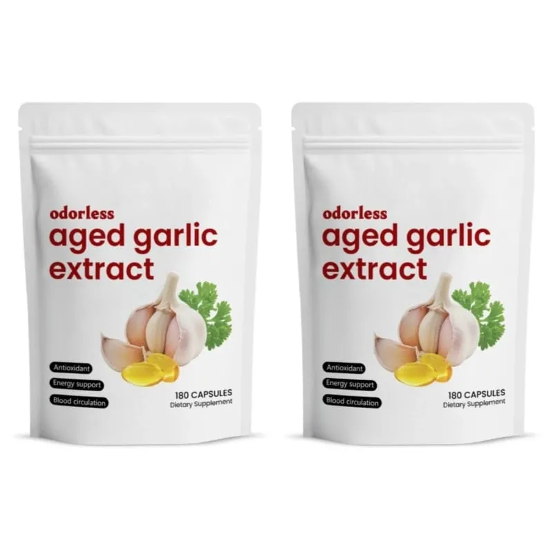 Odorless Garlic Oil Capsules 2 Years Aged Garlic Extract Softgels Supports Immune Heart Health Boosts Energy & Antioxidant Power