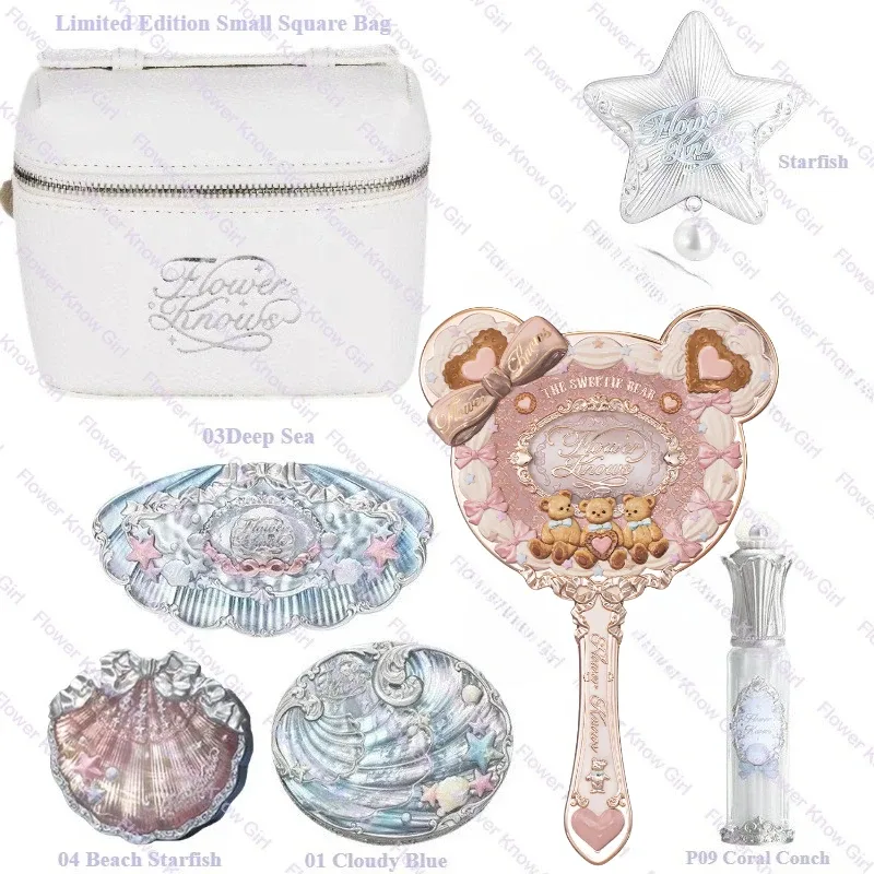 Makeup Flower Knows Shell's Jewel Mermaid Glow Set Eyeshadow Palette Blush Lip Gloss Makeup Bag Matte Glow Shimmer Primer Kit — image 9