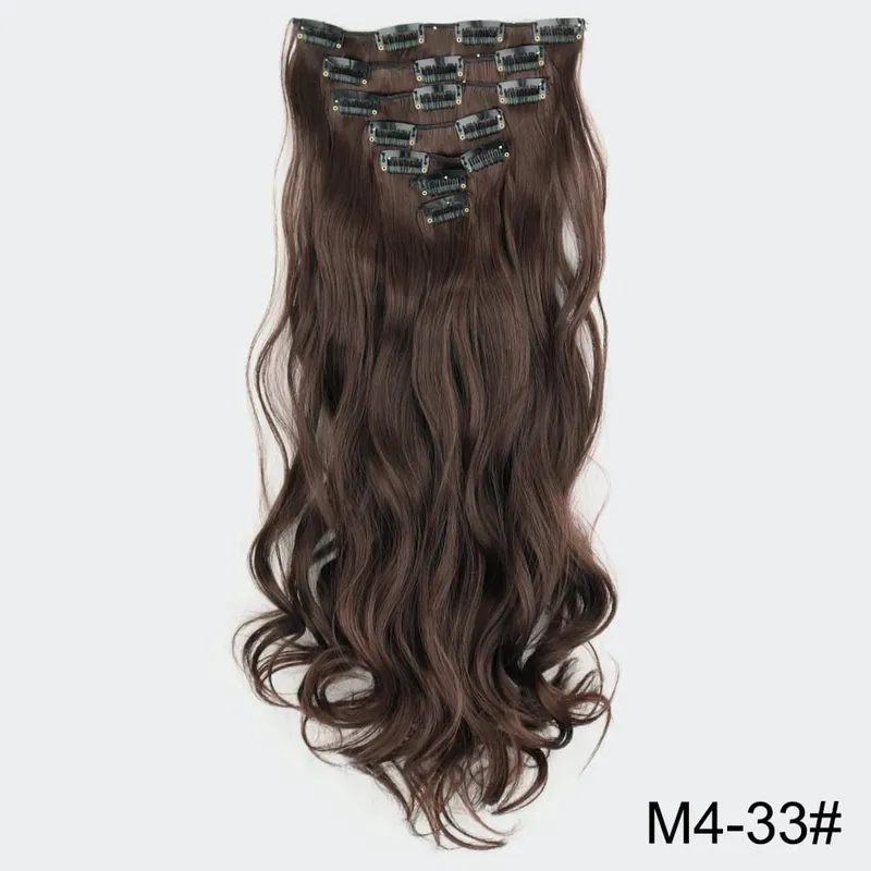 Long Straight 16 Clip In Synthetic Hair Extensions 7Pcs/Set Natural Blonde Heat Resistant Hairpieces For Women — image 19