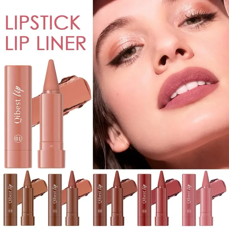 Waterproof Matte Lipstick Liner 2-in-1 Pencil High Pigmentation Lip Color Smooth Moisturizing Formula Natural Gradient Lipstick — image 3