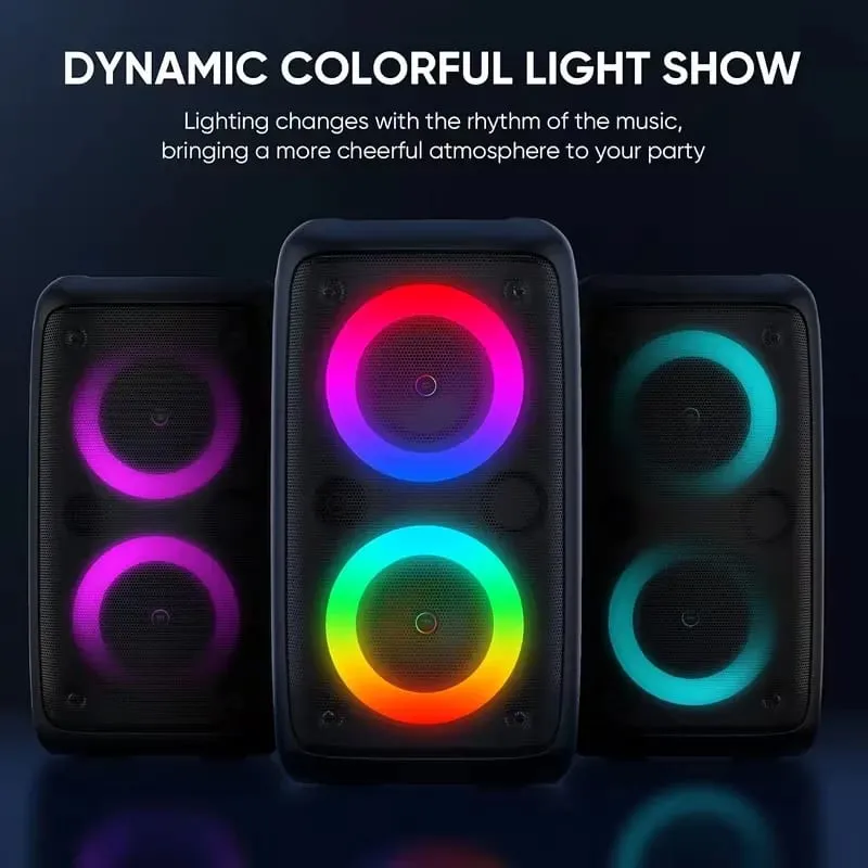 Profesionální velký Bluetooth reproduktor 9900 Hz s mikrofonem Přenosný design s LED osvětlením Subwoofer Party Box Kompatibilní s funkcemi BT/USB/TF/AUX/FM/TWS/MIC/EQ Profesionální karaoke. Ideální dárek k narozeninám Vánoce a Nový rok — image 3