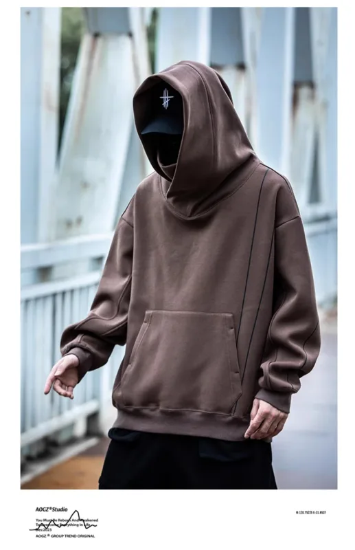 Autumn Men's Windbreaker Turtleneck Hooded Sweatshirts New Japanese Ninja Hoodies Women Line Print Oversized Y2K Vintage Hoodie — image 20