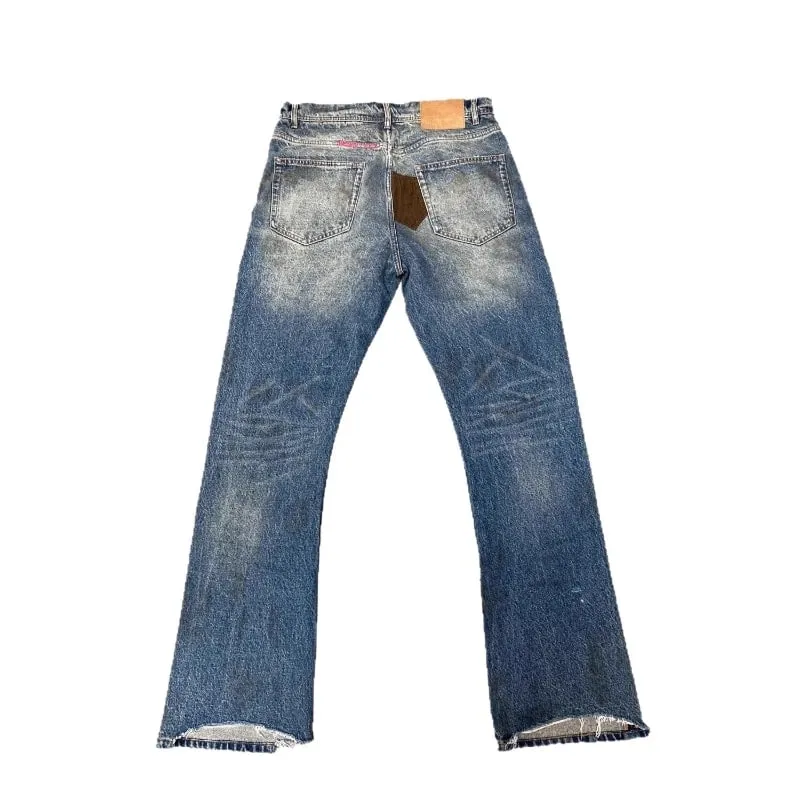 Seluar Jeans Flared Lelaki Harajuku Vintage Dibasuh Denim Seluar Patchwork Korduroi Slim Fit Kasual Streetwear Uniseks Musim Bunga Baru — image 5
