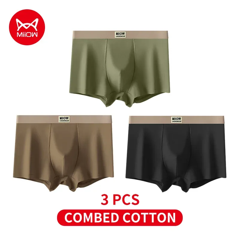 MiiOW 3Pcs Organic Cotton Men Underwear Boxer Shorts Antibacterial Seamless Underpants Male Panties Gift For Men Boxershorts New — image 47