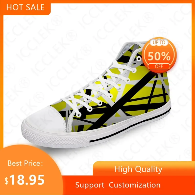 Hot Van EVH 5150 STRIPES Halen Harajuku Lightweight Cloth 3D Print High Top Canvas Shoes Mens Womens Casual Breathable Sneakers