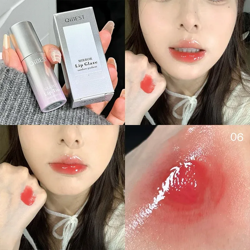 Brilho labial espelhado aquoso, hidratante de longa duração, fácil de usar, esmalte labial, hidratante, sexy, vermelho, maquiagem — image 6