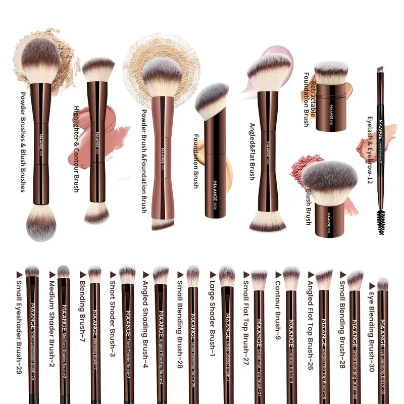 20pcs/set Pro Makeup Brushes Double Ended Foundation Concealers Blush Eye Shadows Brush for Liquid Cream Powder Blending — image 6