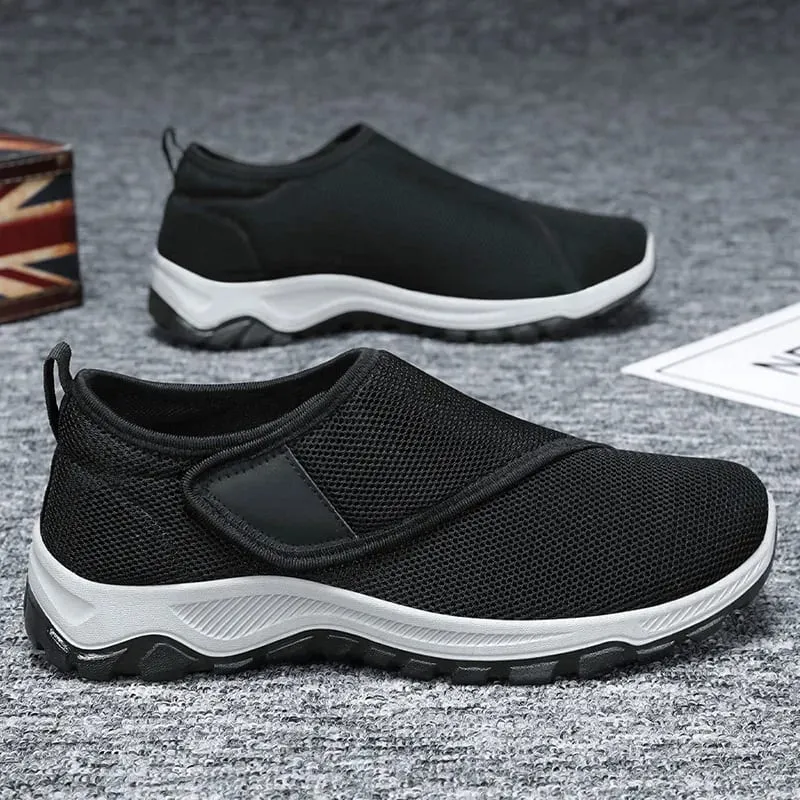 Men's Casual Sneakers Soft Comfortable Male Shoes Hook-loop Adjustable Wide Feet Walking Shoes Outdoor Anti-slip Sport Shoes