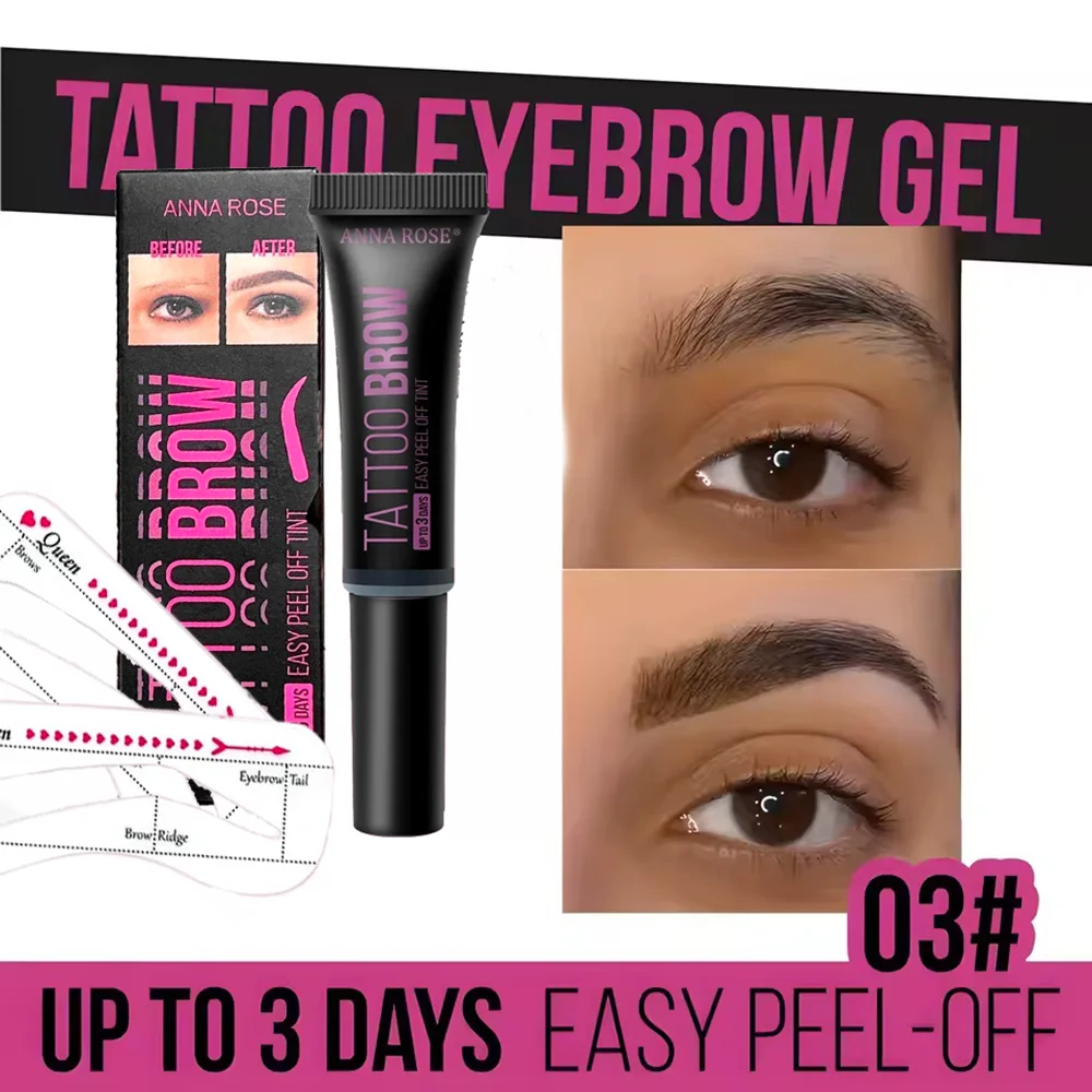 Peel-Off Eyebrow Gel Tint Waterproof Brow Tattoo Cream Long-Lasting Brow Dye Natural Eye Brow Shaping Makeup for Women — image 9