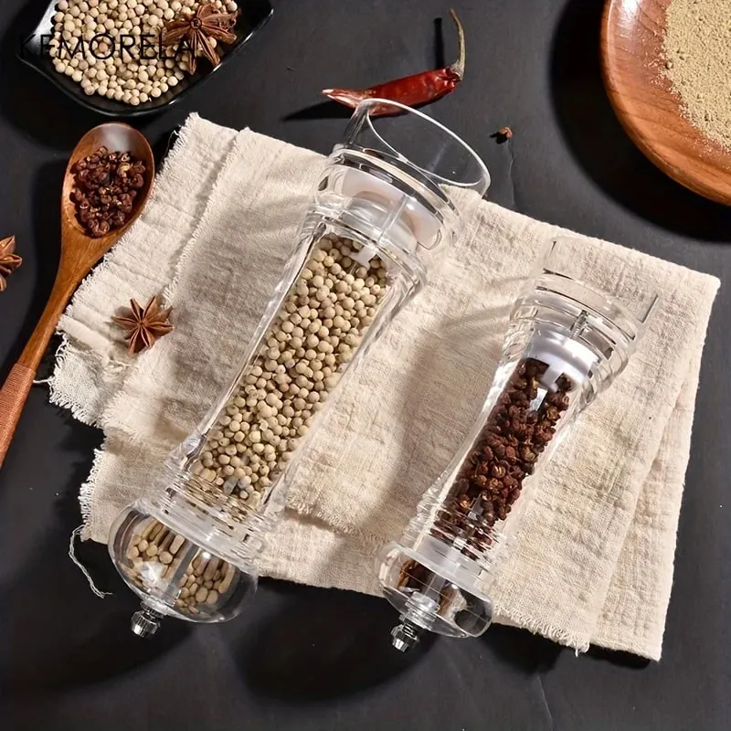 1PCS Spices Mill Shaker Acrylic Manual Pepper Grinder Salt Spices Mill Shaker Transparent Kitchen Grinding Tool — image 3
