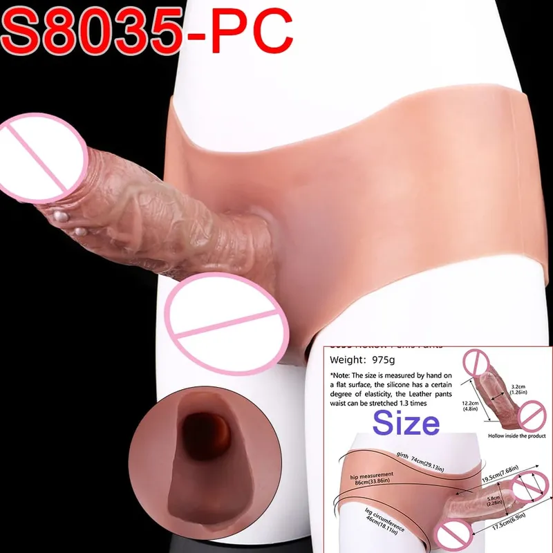 Mandlige Strap-On Long Hollow Dildo Ultra Realistic Penis Extend Sleeve Bukser насадка на член Mandlige Cock Cover Sexlegetøj — image 26