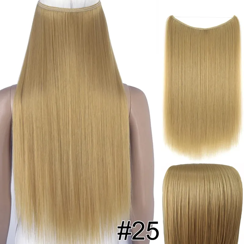 Synthetic Heat Resistant Hair Silky Straight Elasticity Invisible Wire Hair Extensions 8006 — image 24