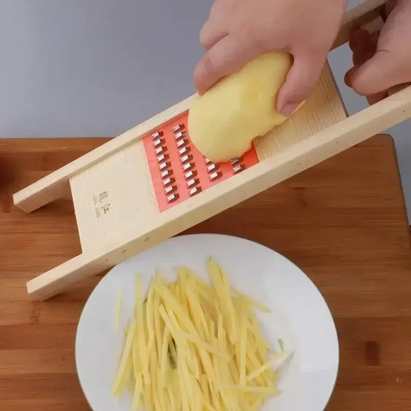Grattugia per patate in legno Cetriolo Affettatrice per verdure Insalata Cucina Trituratore Formaggio Carota Chopper Pelapatate Francese Fry Cutter — image 1