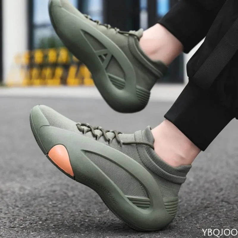 Spring and Autumn New Elastic Socks Men's Shoes Mid Top Breathable Thick Bottom Casual Large Size Men's Designer Shoes — image 9