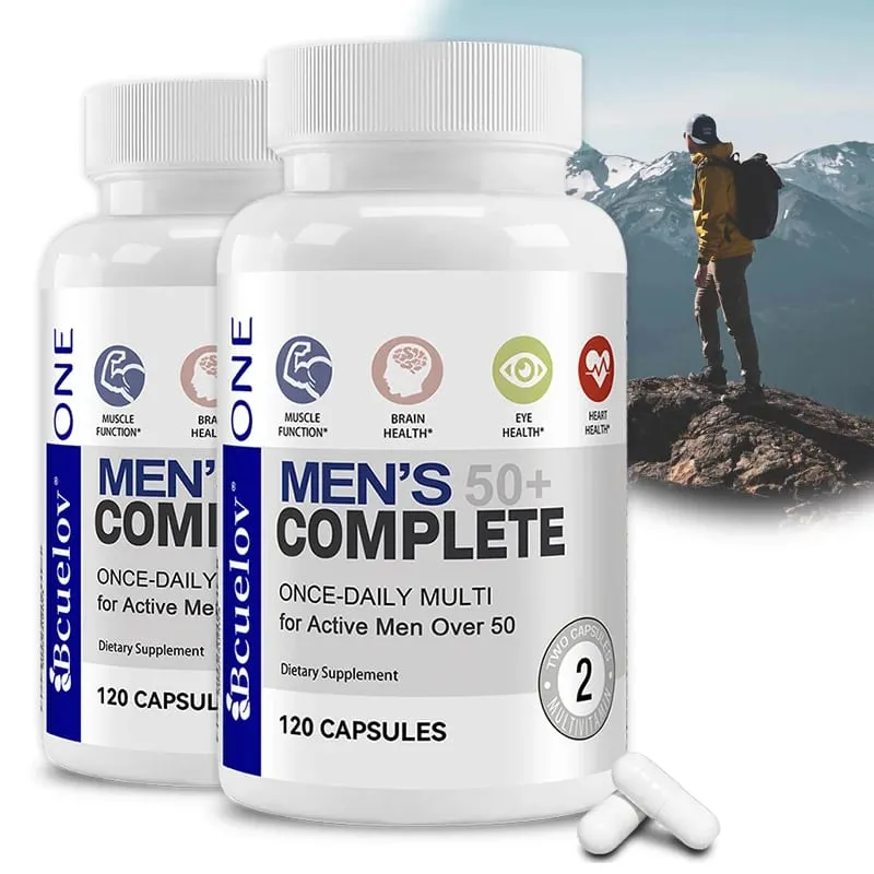 Men's 50+ Daily Super Multivitamin High Potency Formula for Brain Eye & Heart Health Vitamins A C D E K B1 to B12 Gluten Free — image 1