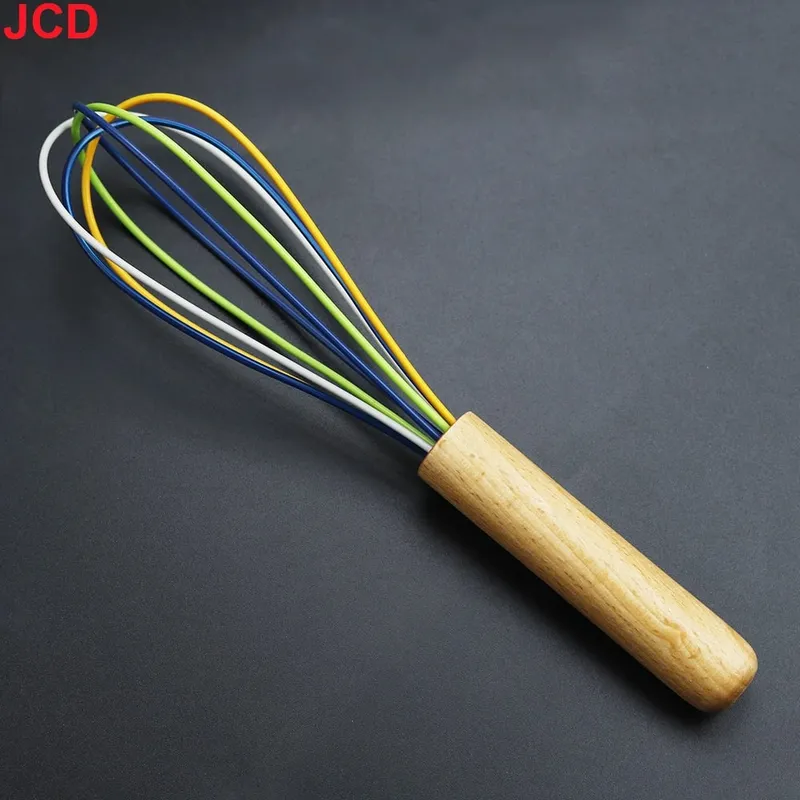 JCD Silicone Egg Beater Whisk Wooden Handle Kitchen Hand Egg Beater Gadgets Kitchen Tools Baking Accessories — image 12