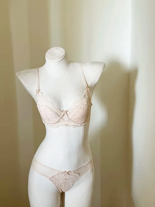 Conjunto de lencería Sexy para mujer, sujetador reductor de estilo francés, soporte para pechos grandes, Media Copa, aros suaves, sujetadores finos cómodos antiflacidez — image 9