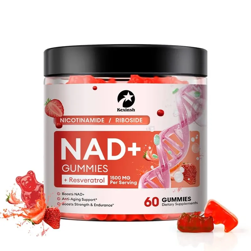 Kexinsh NAD Gummies Supplement Aging Defense Liposomal NAD Nicotinamid Riboside Resveratrol 1500mg Nad Plus Vitamin B3 D3