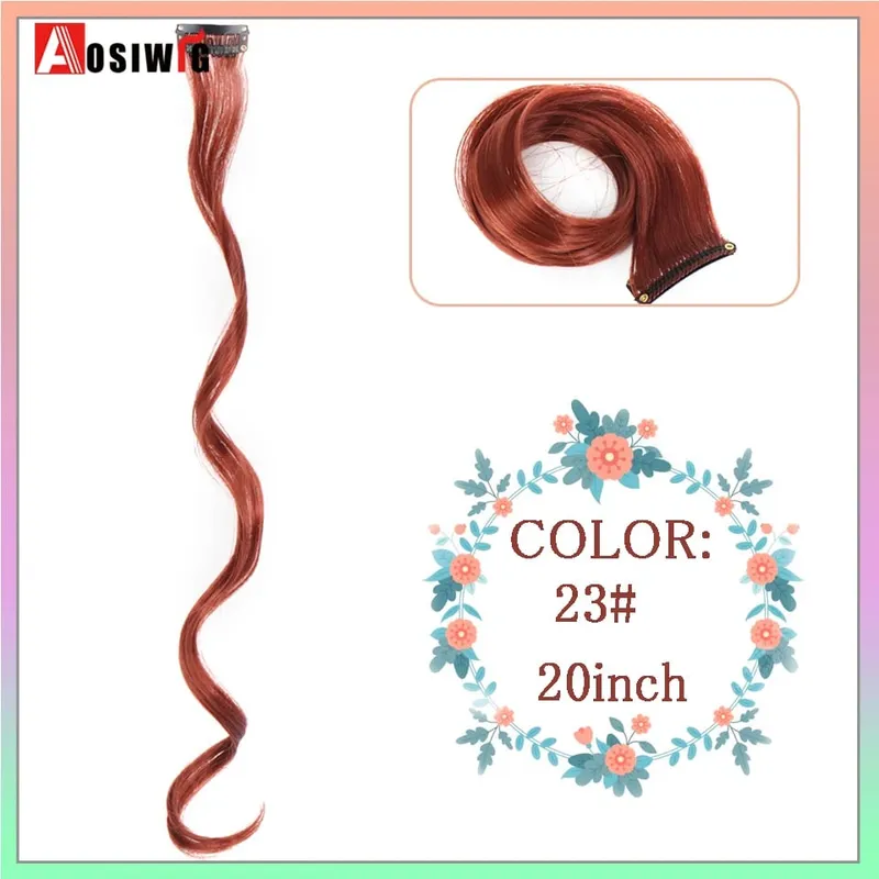 22" Synthetic Long Straight Rainbow Highlight Colored Hair Extensions Clip In One Piece Ombre Pink Purple Green Yellow For Wome — image 17