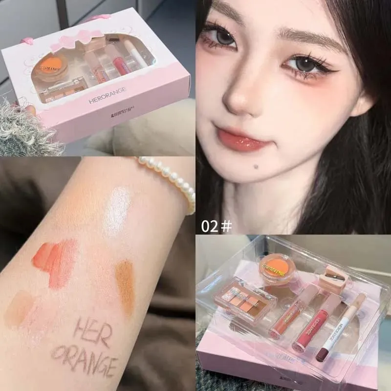 Herorange 6Pcs Mini Makeup Set Lip Gloss Lip Tint Eyeliner Blush Eyeshadow Waterproof Long Lasting — image 8