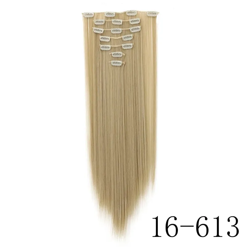 7Clips Long Straight Synthetic Clip On Hair Extensions Cheveux Clip Naturel High Temperature Fiber Black Brown Hairpiece