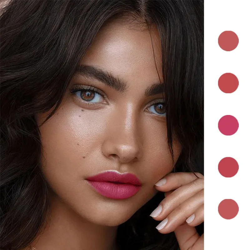 DNM 19 Warna Matte Velvet Liquid Gincu Kalis Air Tahan Lama Tidak Mudah Luntur Lipgloss Makeup Ungu Merah Bogel Tint Bibir Kosmetik — image 3