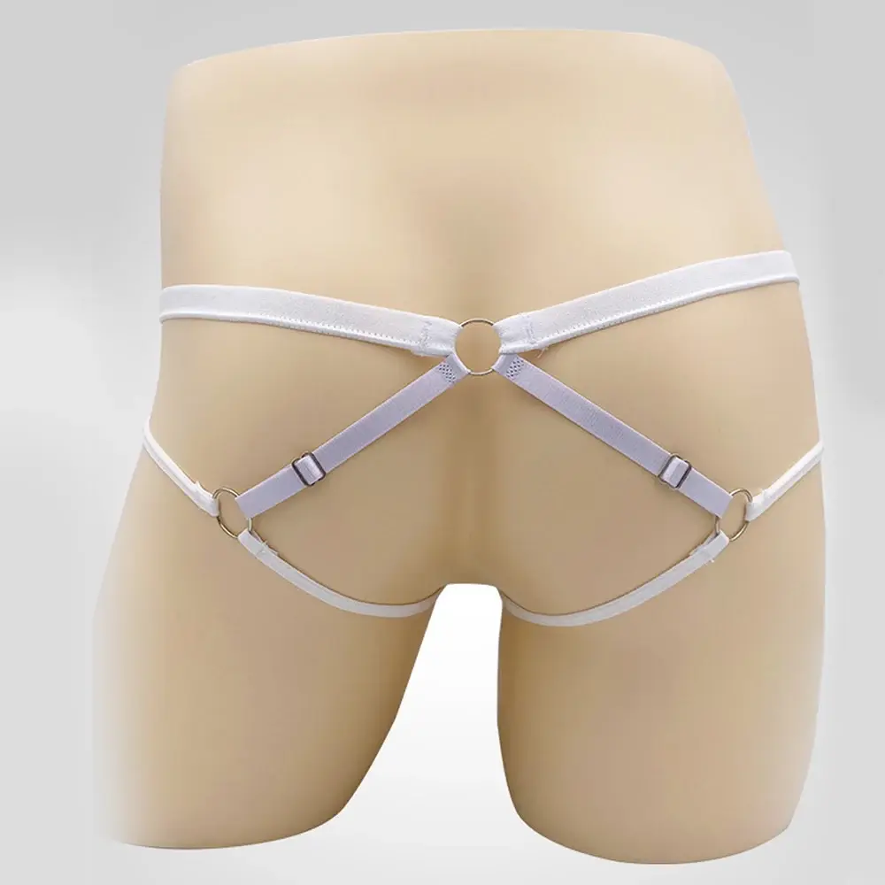 Intimo sexy Perizoma da uomo Lingerie esotica Mutandine Custodia in pizzo trasparente Scava fuori motivo floreale in pizzo Cintura regolabile — image 3