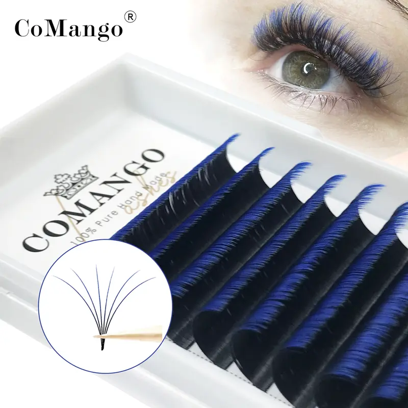 CoMango Easy Fanning Gradient Red Green Blue Purple Color Eyelash Extension Ombre False Eye Colored Lashes Makeup Tool — image 2