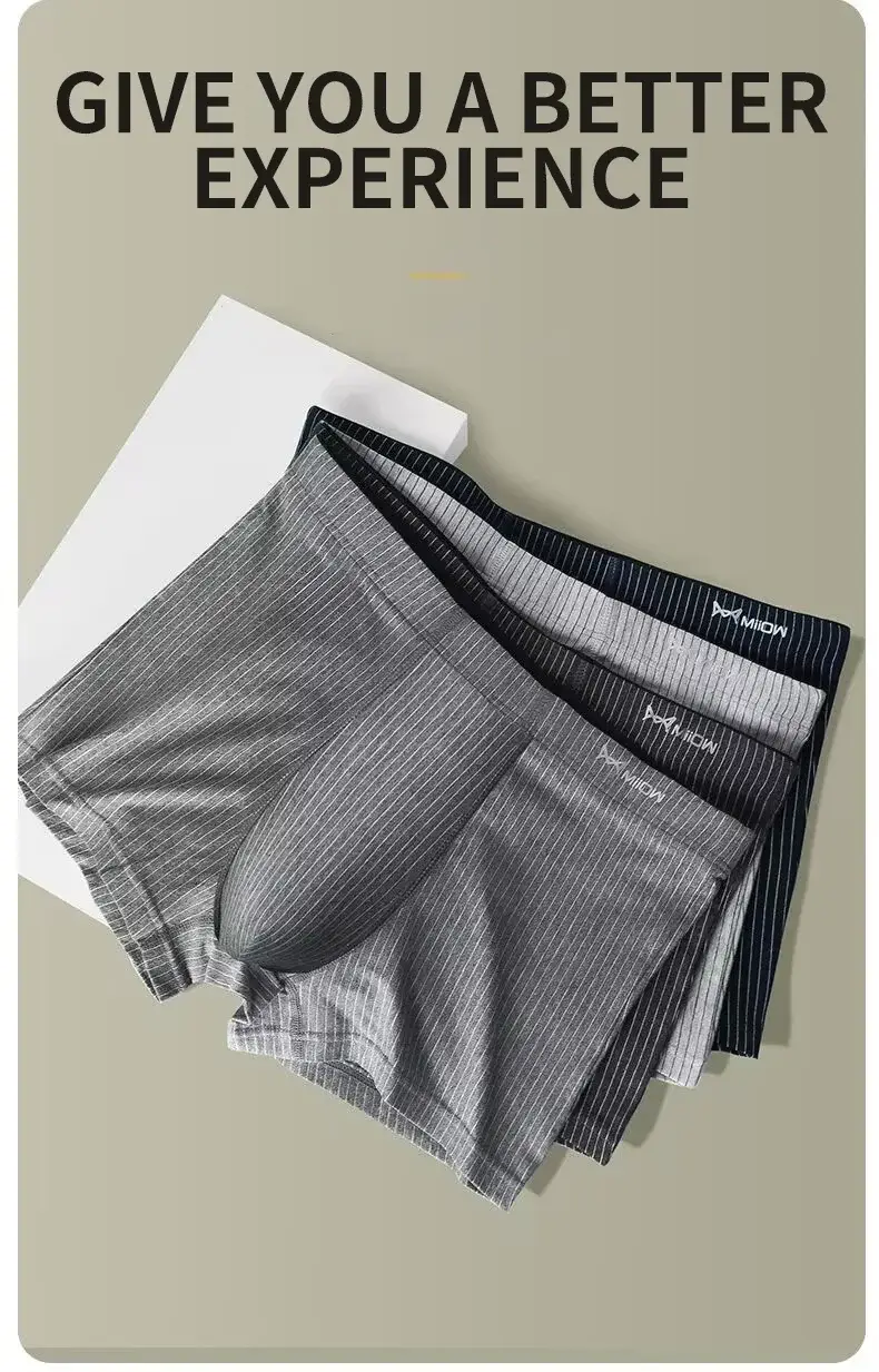 MiiOW 3Pcs Cotton Striped Men Underpants Boxers Shorts Breathable Man Underwear Graphene Antibacterial Men's Panties Boxershorts — image 5