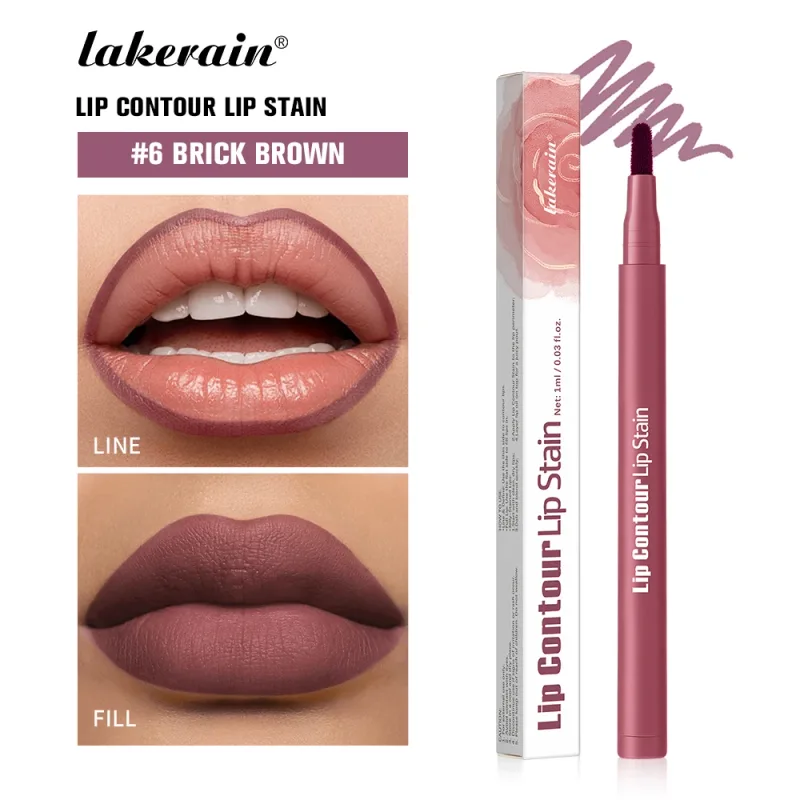 Lakerain Lip Contour Lip Stain Pen Smudge-proof Non-stick Cup Moisturizing Lip Makeup Cosmetic 2-in-1 Lip Stain & Liner