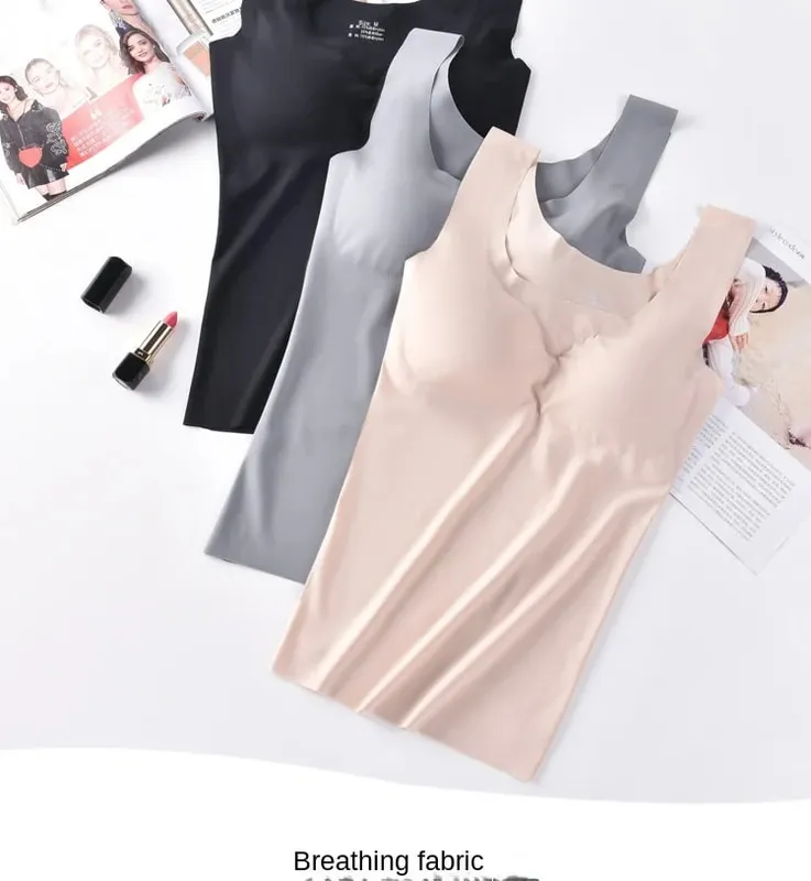 Ice Silk Tank Top Wireless Padded Lingerie Push Up Seamless Padded Vest Crop Top Tee Camisole Feminino Sleep Cami Soutien Gorge — image 8