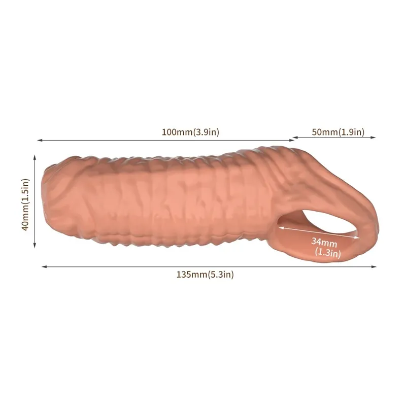 Penis Ring Male Realistic Penis Sleeve Extender Cock Sleeve Dick Enlargement Delay Ejaculation Cock Ring Reusable Condom Sex Toy