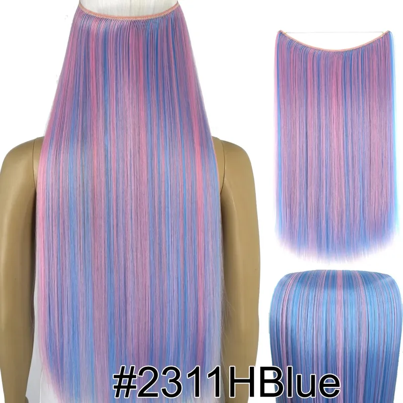 Synthetic Heat Resistant Hair Silky Straight Elasticity Invisible Wire Hair Extensions 8006 — image 41