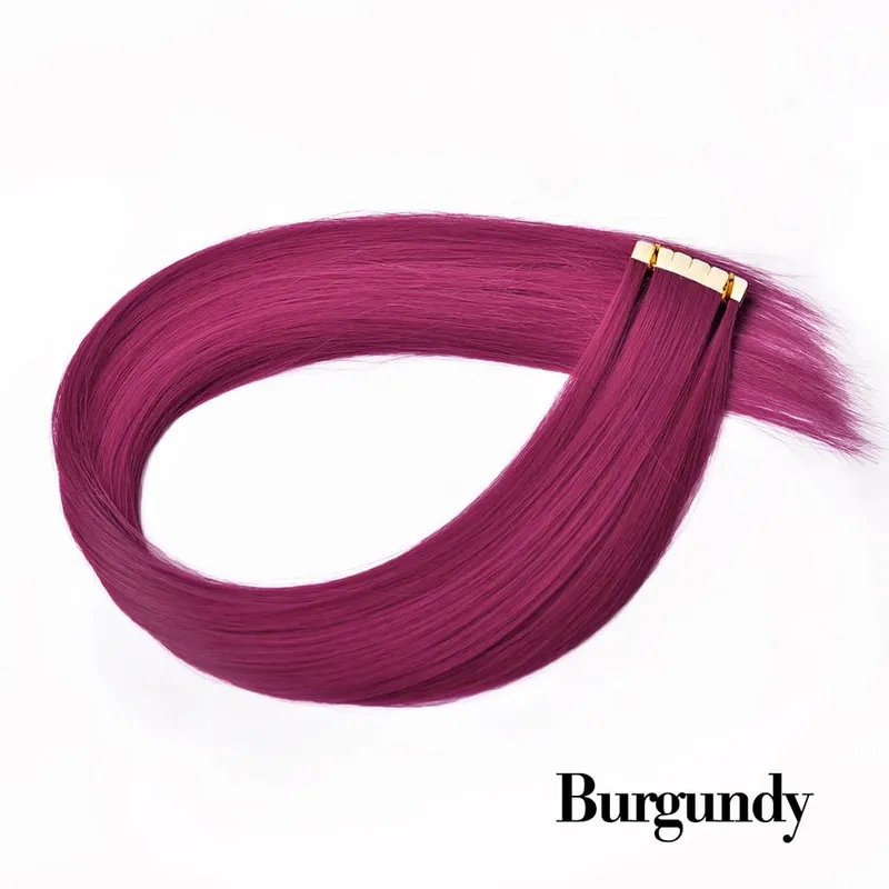 Tape In Hair Extensions Invisible Adhesive Synthetic Colored Tape In Hair Extension 10pcs/pack Pink Purple Blue Colorful Hair — image 9