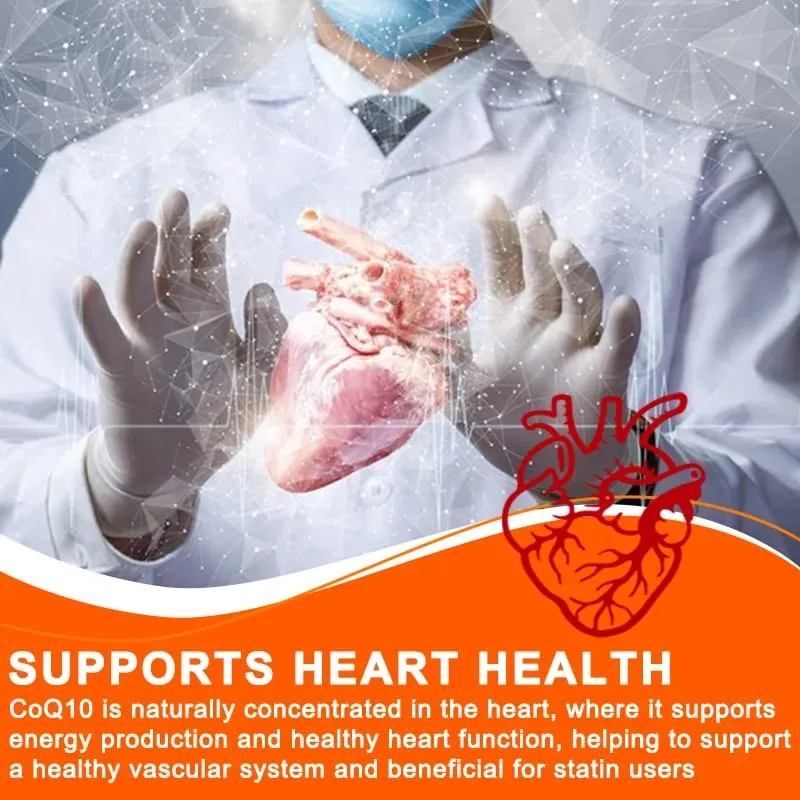 COQ10 Coenzym Q10 200mg til energi Antioxidant Kardiovaskulær Hjernesundhed Naturlig ikke-GMO