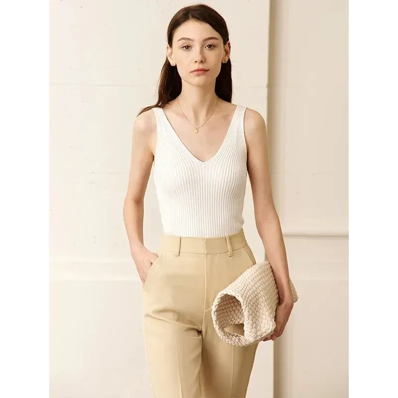 Amii Minimalism Summer New Women's Camisole Tops Office Lady Solid V-neck Sexy Slim Vest Girls Tank Streetwear Tops 12321058 — image 13