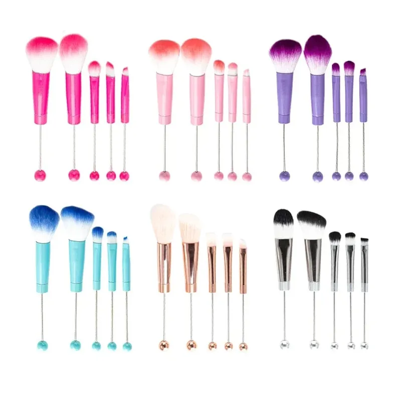 5pcs Beadable Makeup Brushes Unique Brushes Silicone Beads DIY Makeup Cosmetic Brushes Beaded Brushes Kit For DIY — image 2