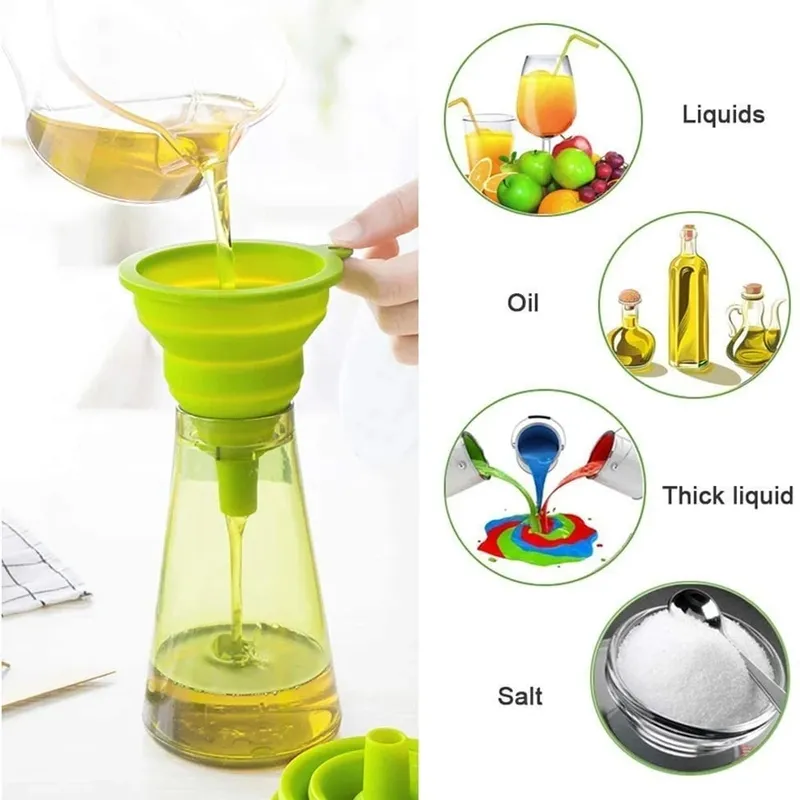 Silicone Folding Funnel Multifunctional Portable Mini Kitchen Retractable Oil Leak Household Liquid Dispenser Kitchen Utensils — image 8