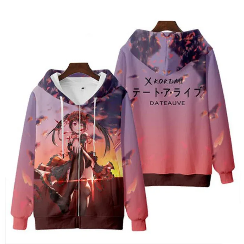 Anime Date A Live Girl Tokisaki Kurumi Nightmare 3D Printed Men's Sweatshirt Hooded Hoodies Harajuku Man Clothes — image 4